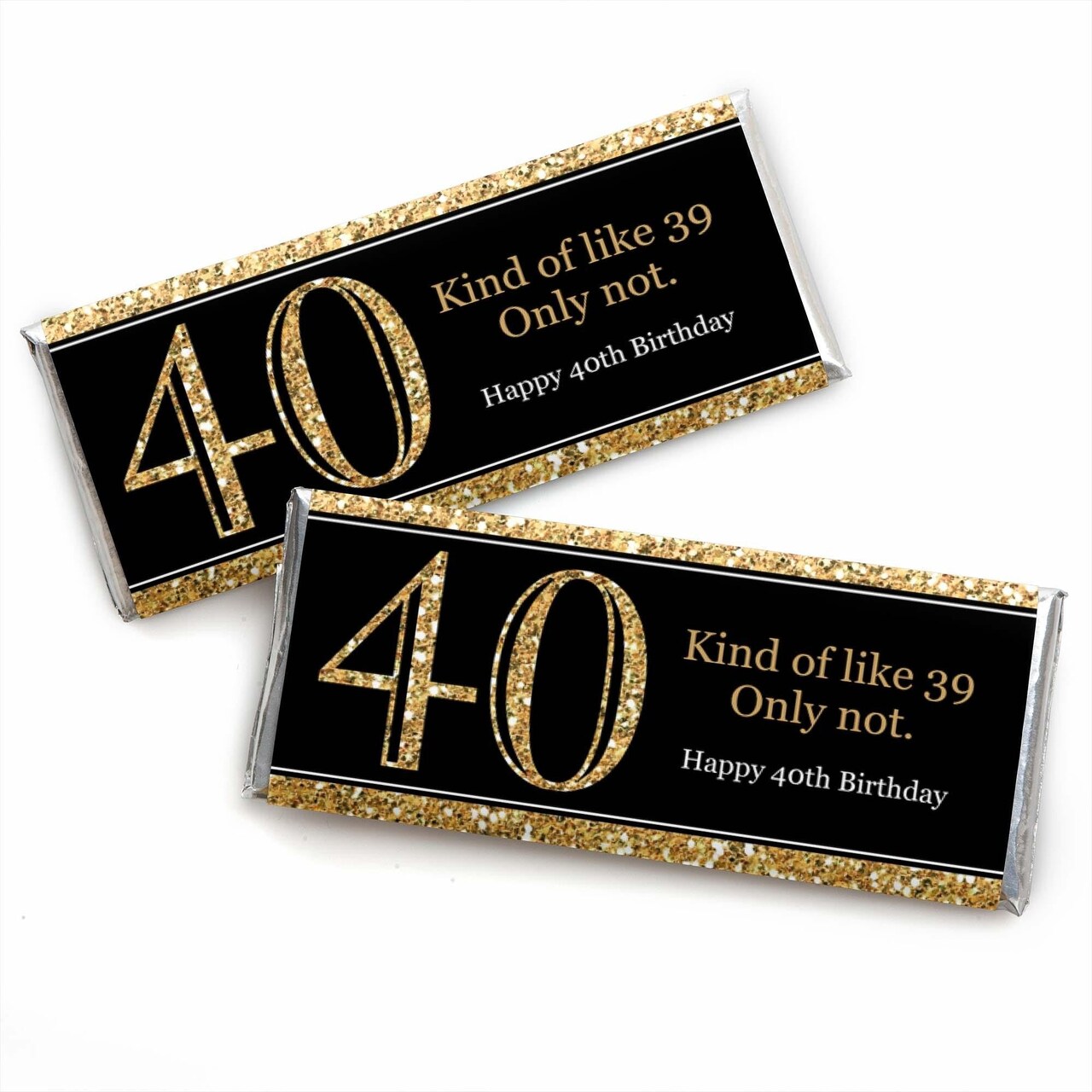 Big Dot of Happiness Adult 40th Birthday - Gold - Candy Bar Wrappers Birthday Party Favors - Set of 24